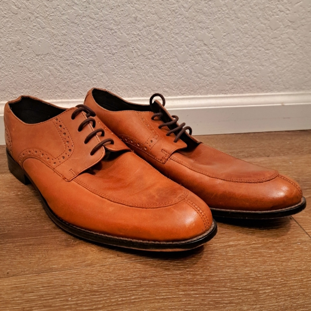 Vintage Stacy Adams Brown Leather Mens Oxford Shoes Size 10